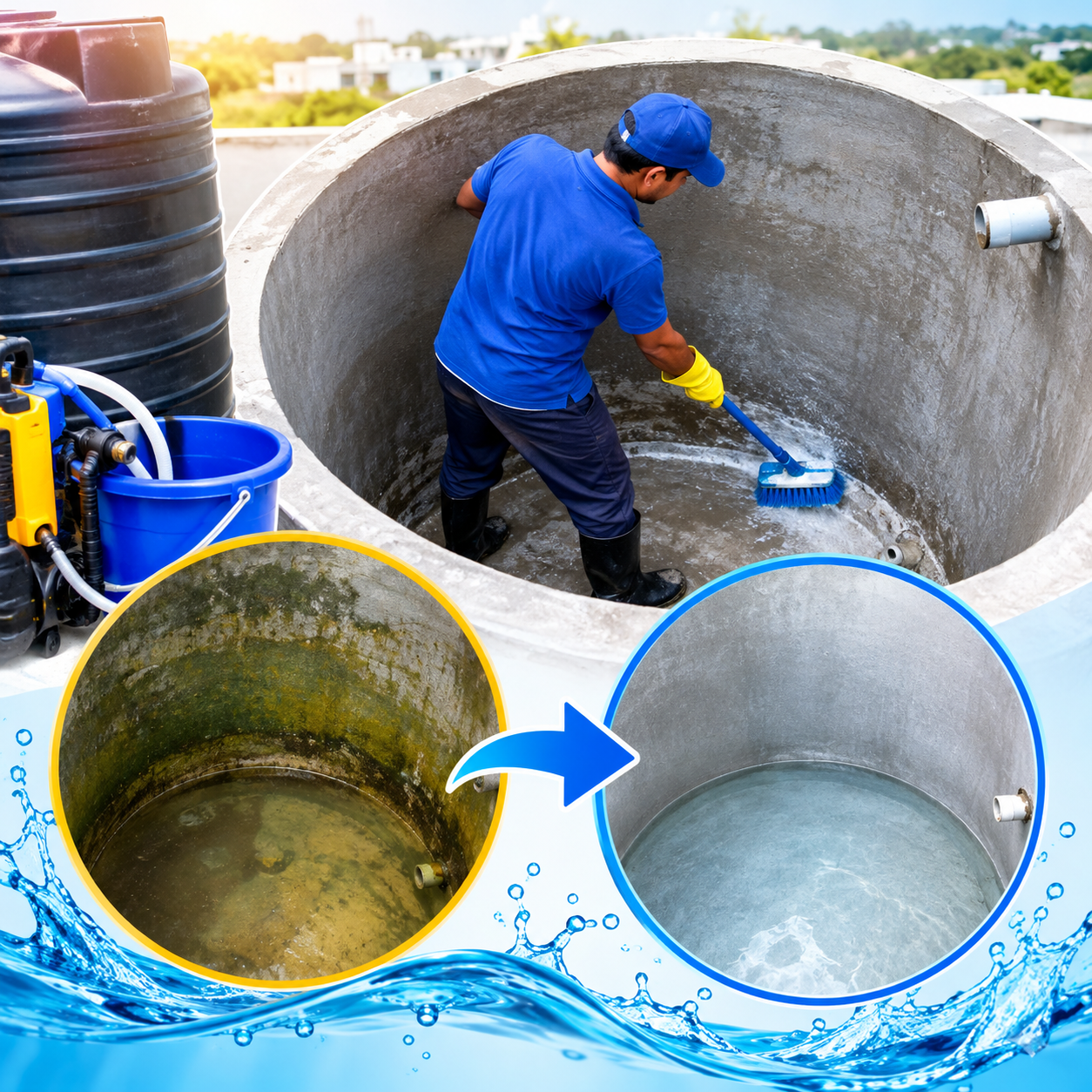 Deep Cleaning Cement Water Tank Cleaning 100 ltr