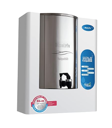 Blue Life PURITY UNCOMPROMISED Bluelife Tulipsred, Digital Ro Water Purifier with Detachable Stainless-Steel Storage, Pack of 1